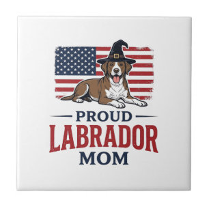 Proud Labrador Mum Patriotic Dog Halloween Shirt D Ceramic Tile