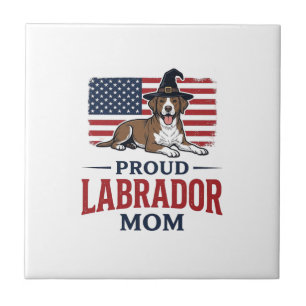 Proud Labrador Mum Patriotic Dog Halloween Shirt D Ceramic Tile