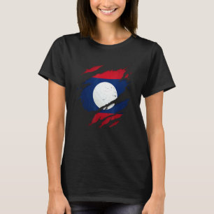 Proud Laotian Torn Ripped Laos Flag T-Shirt