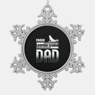 Proud leopard Iguana Dad Snowflake Pewter Christmas Ornament