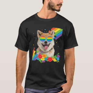 Proud LGBT Gay Akita Inu Dog Pride Flag Rainbow T-Shirt