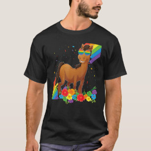 Proud Lgbt Gay Horse Pride Flag Rainbow Lgbtq Lesb T-Shirt