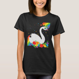 Proud Lgbt Gay Swan Pride Flag Rainbow Lgbtq Lesbi T-Shirt