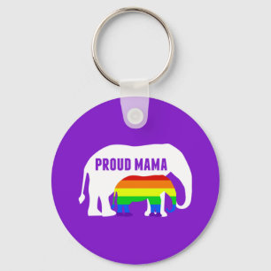 Proud LGBT Mama Elephant Gay Pride Mum Purple Key Ring