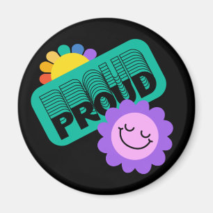 Proud. LGBT+Pride. Rainbow lovewith sunflower. Magnet