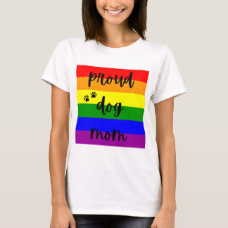 Proud LGBTQ Dog Mum Rainbow Pride Flag T-Shirt