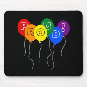Proud LGBTQ Pride Colour Balloons - Black Mouse Pad