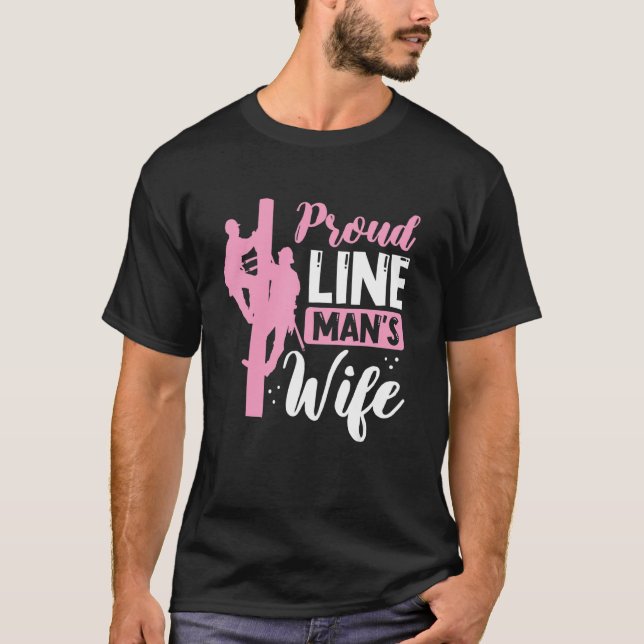 Proud Line Mans Wife Electric Cable Worker Womens T-Shirt (Front)