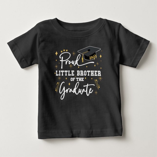 Proud Little Brother Of The Graduate | Black Baby T-Shirt (Front)