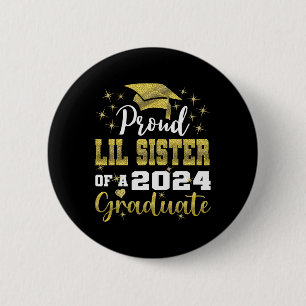 Proud Little Sister Of 2024 Graduate Awesome Famil 6 Cm Round Badge
