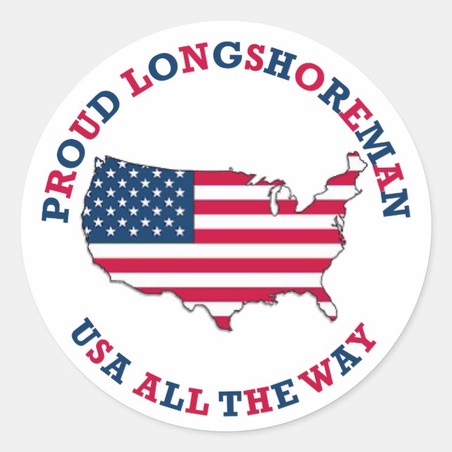 Proud Longshoreman Patriotic Round Sticker (Front)