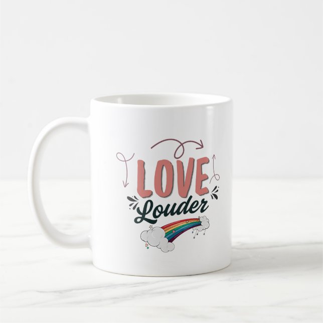 Proud & Loud LGBTQ Rainbow Coffee Mug Pride Gift (Left)