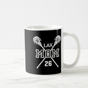 Proud love lacrosse mom #26 lax player number 26 coffee mug