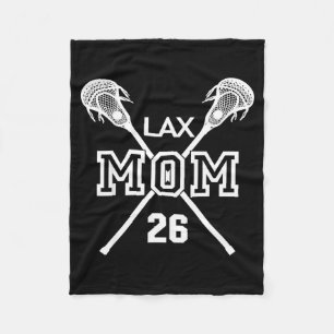 Proud love lacrosse mum #26 lax player number 26 fleece blanket