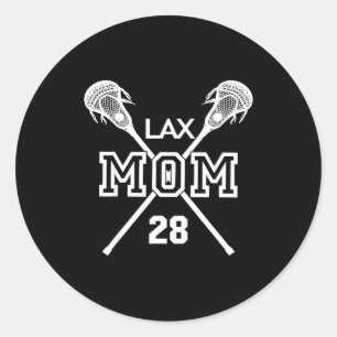 Proud love lacrosse mum #28 lax player number 28 classic round sticker
