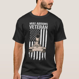 Proud M1A1 Abrams Veteran Flag American US Militar T-Shirt