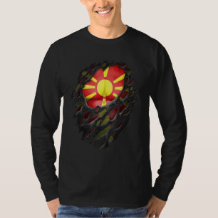 Proud Macedonian Roots Torn Ripped North Macedonia T-Shirt