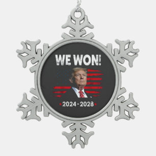 Proud Maga President Trump Won Inaguration Day  Snowflake Pewter Christmas Ornament
