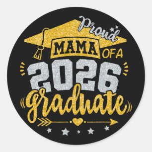 Proud Mama Of A 2026 Graduate Grad Senior Graduati Classic Round Sticker