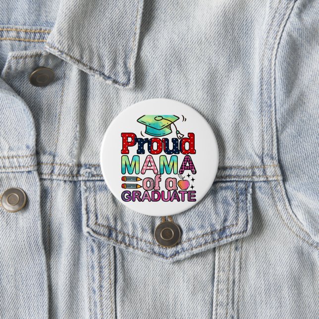 Proud Mama of a Graduate 7.5 Cm Round Badge (In Situ)