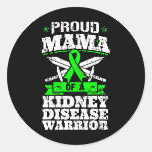 Proud Mama Of A Kidney Disease Warrior Ckd Awarene Classic Round Sticker