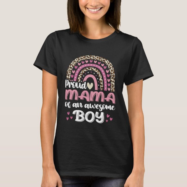 Proud Mama Of An Awesome Boy Leopard Rainbow Women T-Shirt (Front)