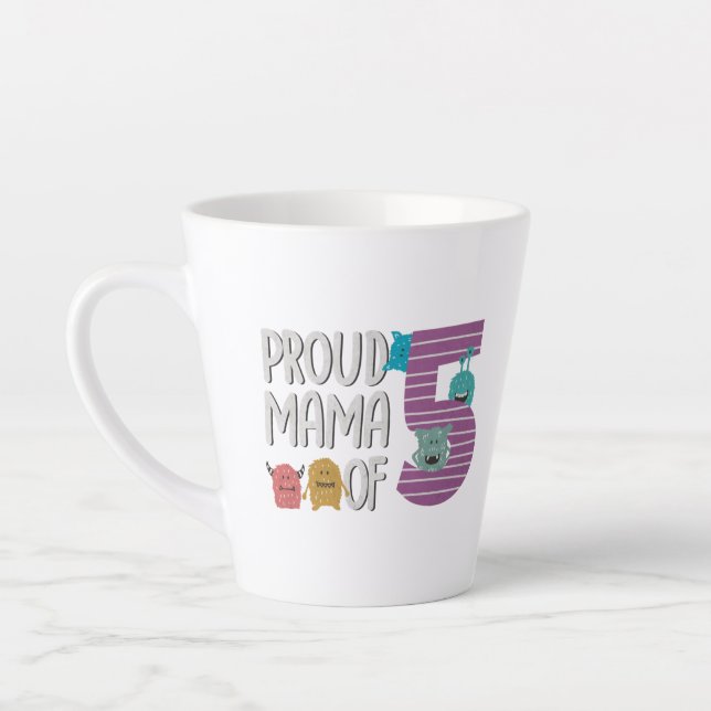 Proud Mama of Five Latte Mug (Left)
