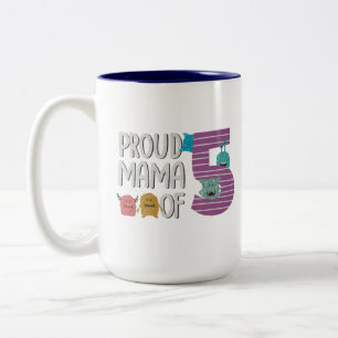 Proud Mama of Five Two-Tone Coffee Mug