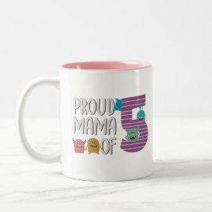 Proud Mama of Five Two-Tone Coffee Mug