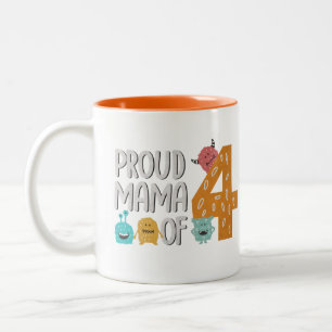 Proud Mama of Four Two-Tone Coffee Mug
