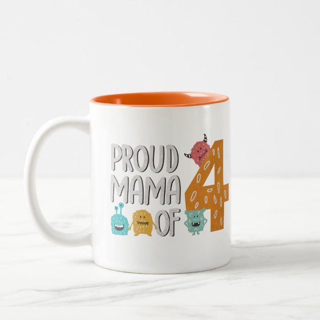 Proud Mama of Four Two-Tone Coffee Mug (Left)