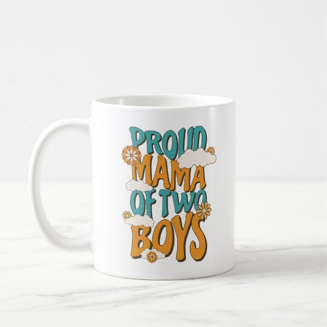 Proud Mama Of Two Boys Mother's Day 2024 Coffee Mug (Left)