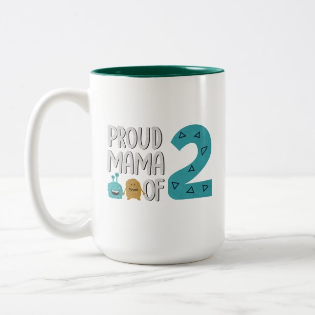Proud Mama of Two Two-Tone Coffee Mug (Left)