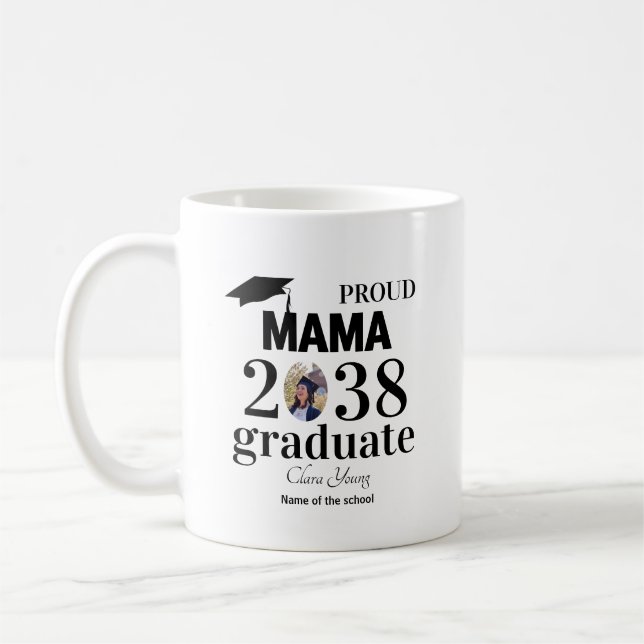 Proud mama personalized graduation coffee mug (Left)