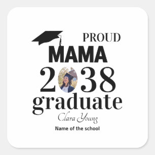 Proud mama personalized graduation square sticker
