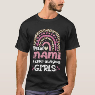Proud Mami Of Four Awesome Girls Leopard Rainbow M T-Shirt