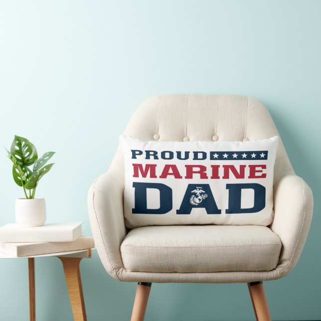 Proud Marine Dad - Colour Lumbar Cushion (Chair)