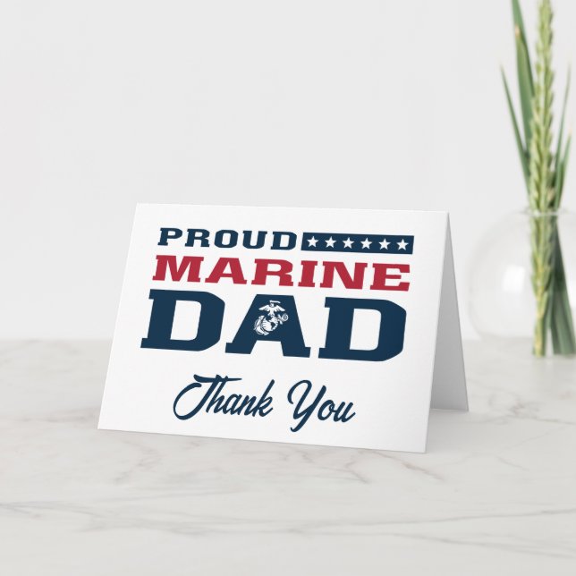 Proud Marine Dad - Colour Thank You Card (Front)