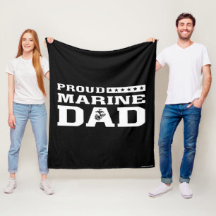 Proud Marine Dad - White Fleece Blanket
