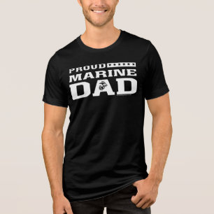Proud Marine Dad - White Tri-Blend Shirt