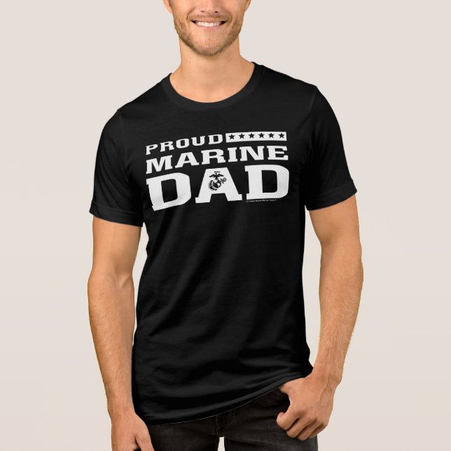 Proud Marine Dad - White Tri-Blend Shirt (Front)