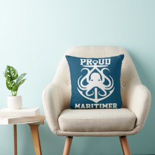 Proud Maritimer anchor octopus Lighthouse route T Cushion