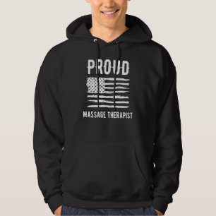 Proud Massage Therapist Profession American Flag Hoodie