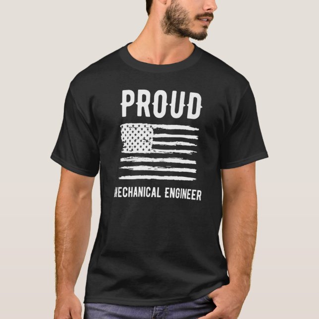 Proud Mechanical Engineer Profession American Flag T-Shirt (Front)