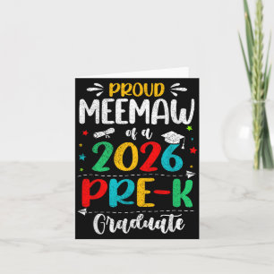 Proud Meemaw Of A 2026 Pre K Graduate Boy Girl Card