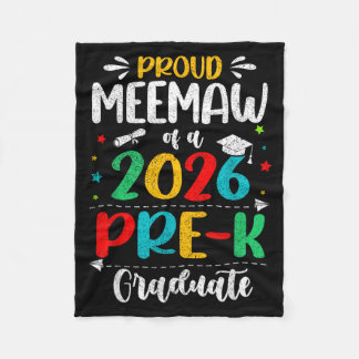 Proud Meemaw Of A 2026 Pre K Graduate Boy Girl Fleece Blanket