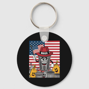 Proud Mega Garbyge Trump Supporter Trash Can Carto Key Ring