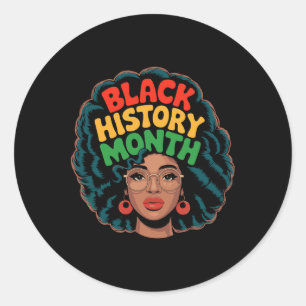 Proud Melanin African Woman Afro Pride Black Histo Classic Round Sticker