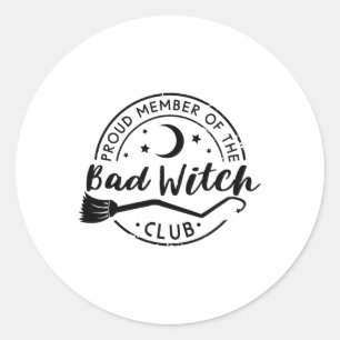 Proud Member Of The Byd Witch Club Funny Halloween Classic Round Sticker