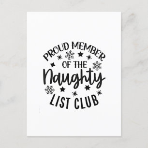 Proud Member of the Naughty List Club Christmas Holiday Postcard